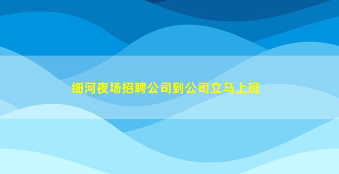细河夜场招聘公司到公司立马上班